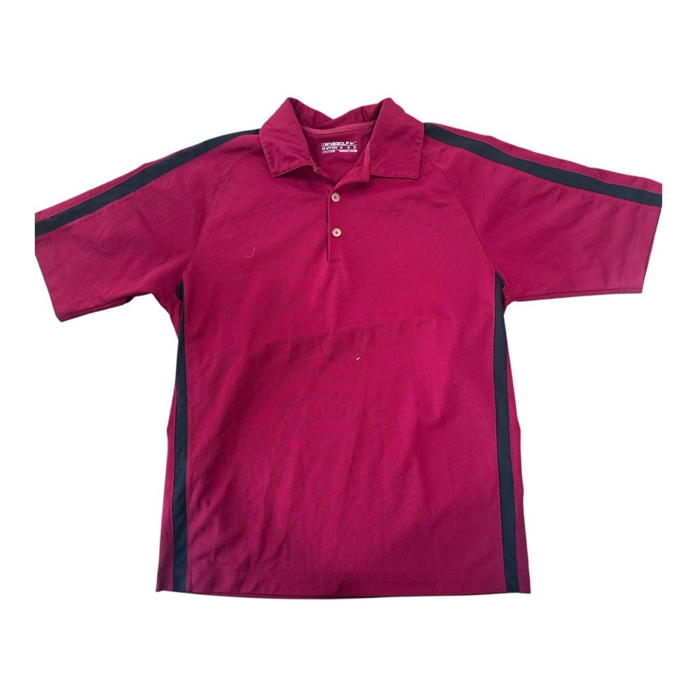 Nike Fit Dry Golf Polo Medium Mens‎ Red w/ Black Stripes Shirt